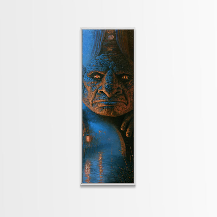 The Bridge Troll At Midnight, Victorian Gothic Art, Tall Narrow Wall Art, Canvas Print, Gothic Wall Decor, Halloween Portrait Art