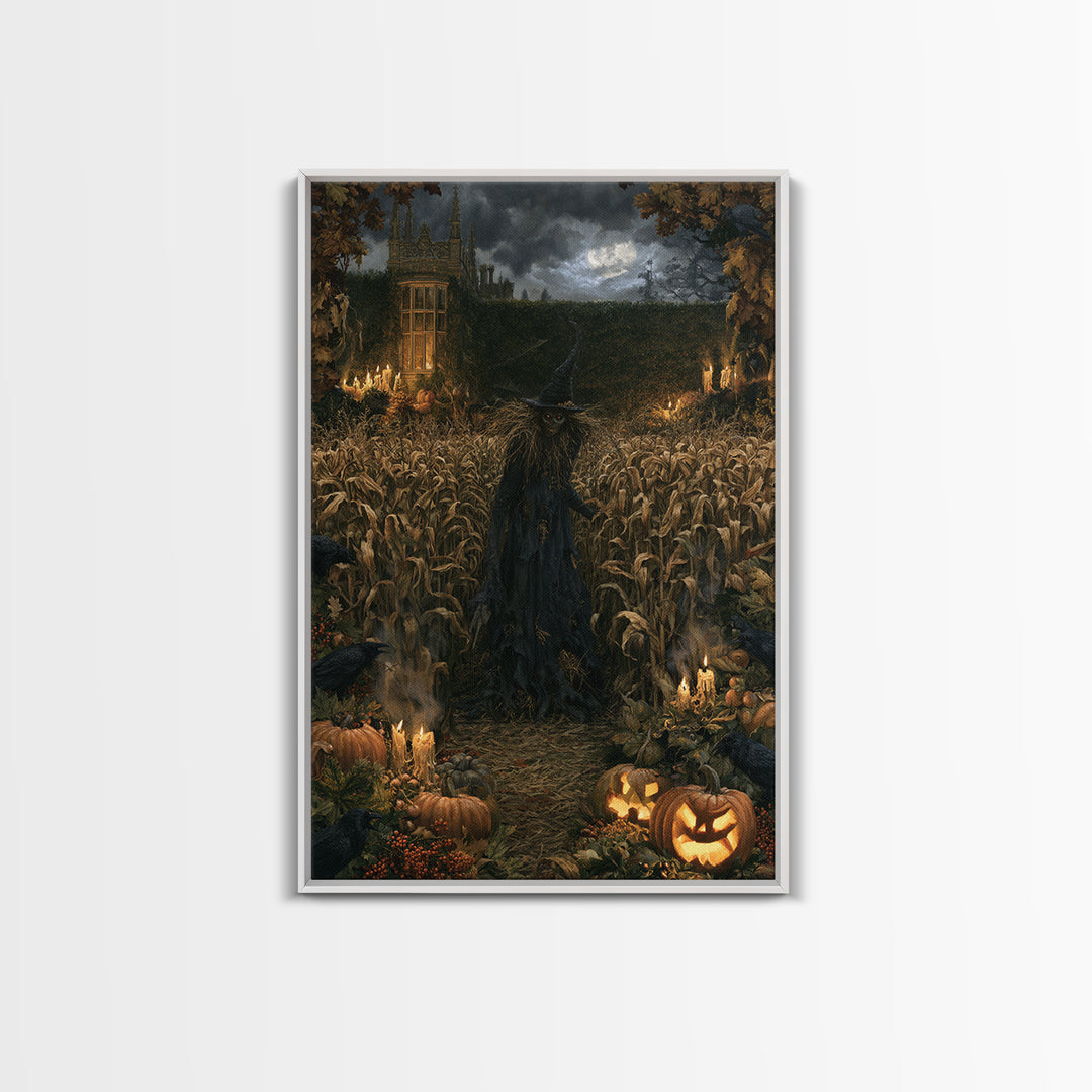 The Cornfield Crawler, Victorian Gothic Art, Vertical Wall Art, Framed Canvas Print, Gothic Wall Decor, Halloween Portrait Art