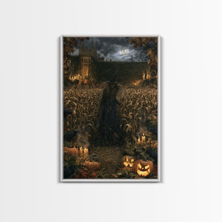 The Cornfield Crawler, Victorian Gothic Art, Vertical Wall Art, Framed Canvas Print, Gothic Wall Decor, Halloween Portrait Art