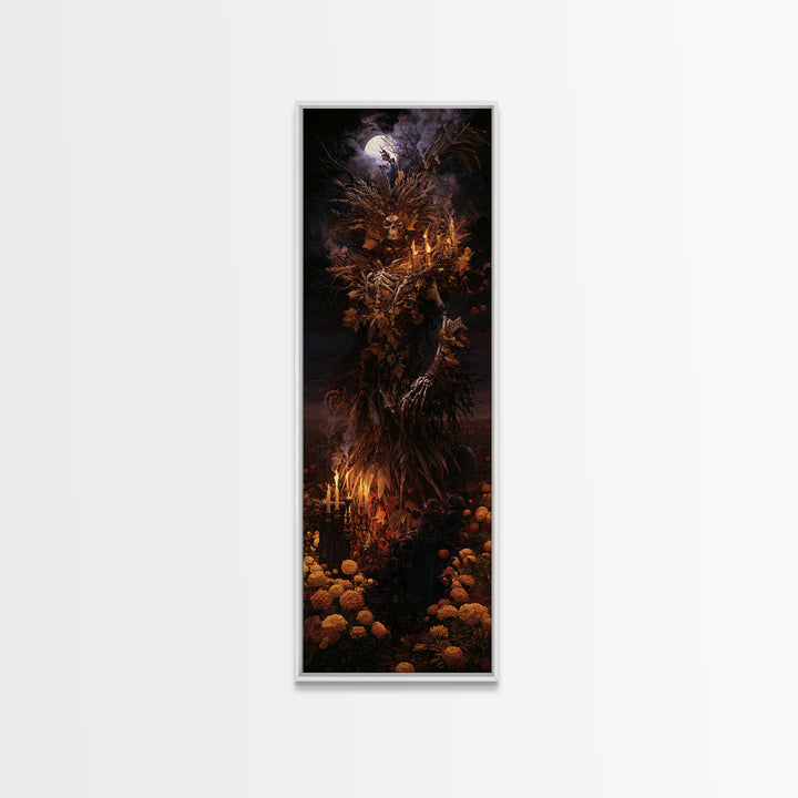 The Harvest Demon, Macabre Victorian Decor, Tall Narrow Wall Art, Canvas Print, Gothic Wall Decor, Halloween Portrait Art, Gothic Home Decor