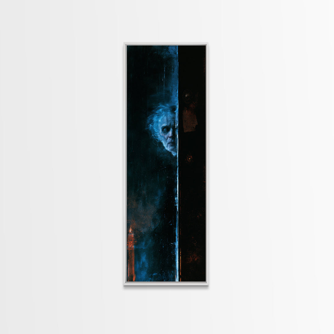 The Lake Phantom, Dark Academia Wall Art, Tall Narrow Wall Art, Framed Canvas Print, Gothic Wall Decor, Halloween Portrait Art