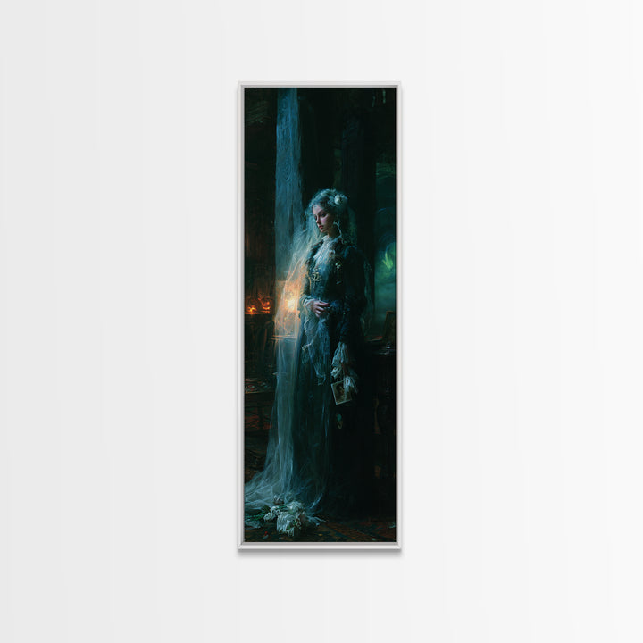 The Stone-Circle Spirit, Antique Gothic Portrait, Tall Narrow Wall Art, Canvas Print, Gothic Wall Decor, Halloween Portrait Art