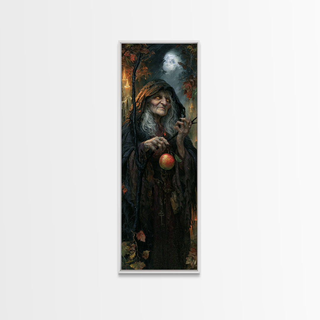 The Orchard Hag, Macabre Victorian Decor, Tall Narrow Wall Art, Canvas Print, Gothic Wall Decor, Halloween Portrait Art, Halloween Wall Art