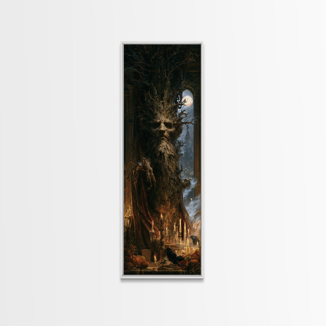 The Hollow-Tree Monster, Victorian Horror Portrait, Tall Narrow Wall Art, Canvas Print, Gothic Wall Decor, Halloween Portrait Art
