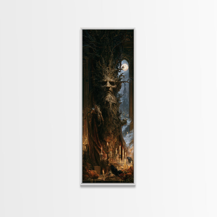 The Hollow-Tree Monster, Victorian Horror Portrait, Tall Narrow Wall Art, Canvas Print, Gothic Wall Decor, Halloween Portrait Art
