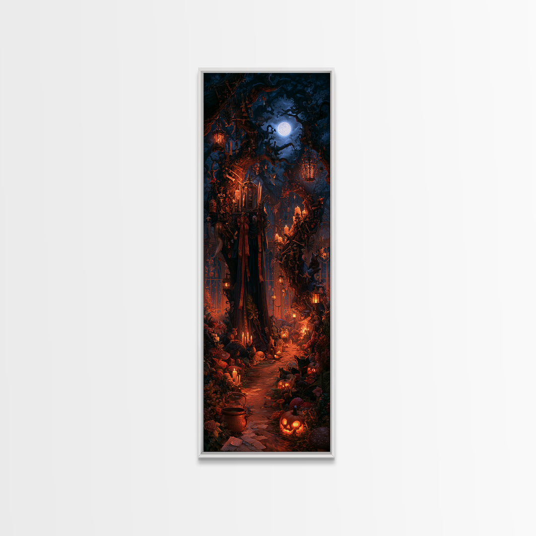 The Witch'S Forest, Macabre Victorian Decor, Tall Narrow Wall Art, Framed Canvas Print, Gothic Wall Decor, Halloween Portrait Art