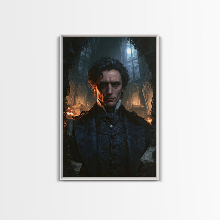 The Forgotten Crypt, Antique Gothic Portrait, Vertical Wall Art, Canvas Print, Gothic Wall Decor, Halloween Portrait Art, Statement Wall Art