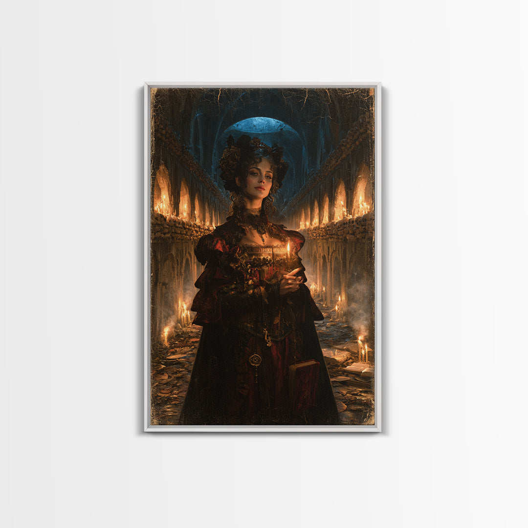 The Endless Catacombs, Victorian Gothic Art, Vertical Wall Art, Canvas Print, Gothic Wall Decor, Halloween Portrait Art, Dark Fantasy Art