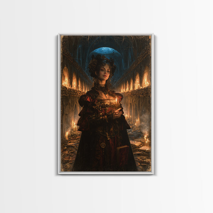 The Endless Catacombs, Victorian Gothic Art, Vertical Wall Art, Canvas Print, Gothic Wall Decor, Halloween Portrait Art, Dark Fantasy Art