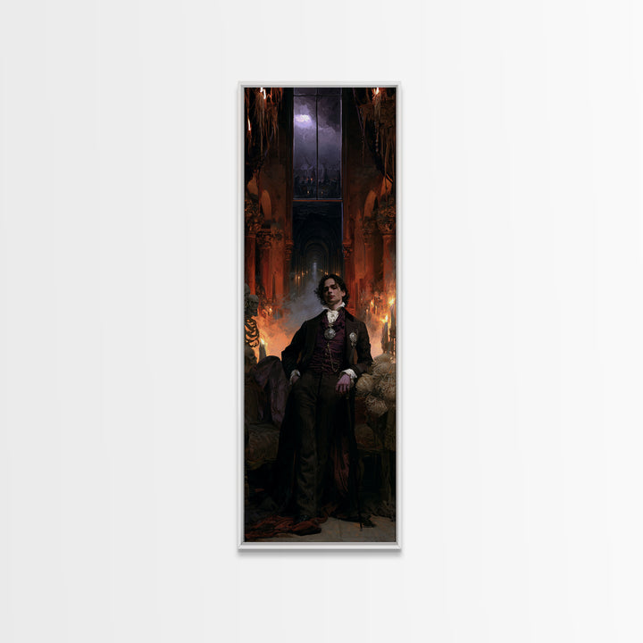 The Endless Catacombs, Antique Gothic Portrait, Tall Narrow Wall Art, Canvas Print, Gothic Wall Decor, Halloween Portrait Art