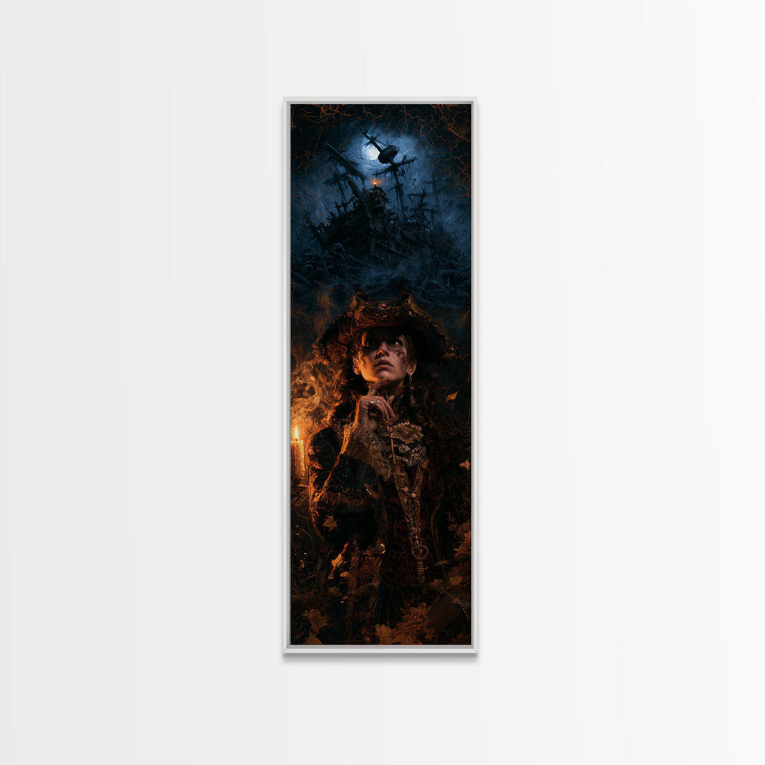 The Shipwreck Cove, Victorian Horror Portrait, Tall Narrow Wall Art, Canvas Print, Gothic Wall Decor, Halloween Portrait Art