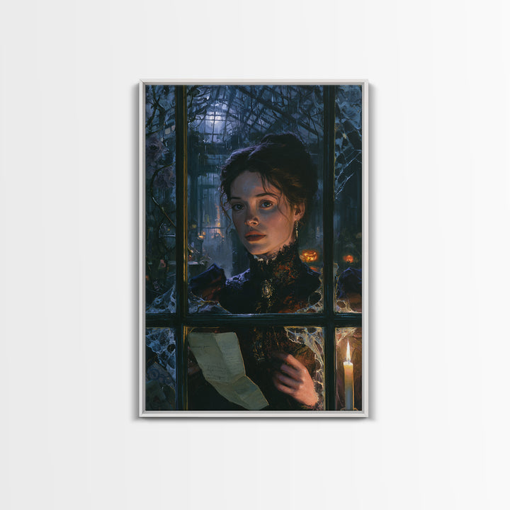 The Cemetery Greenhouse, Victorian Gothic Art, Vertical Wall Art, Canvas Print, Gothic Wall Decor, Halloween Portrait Art
