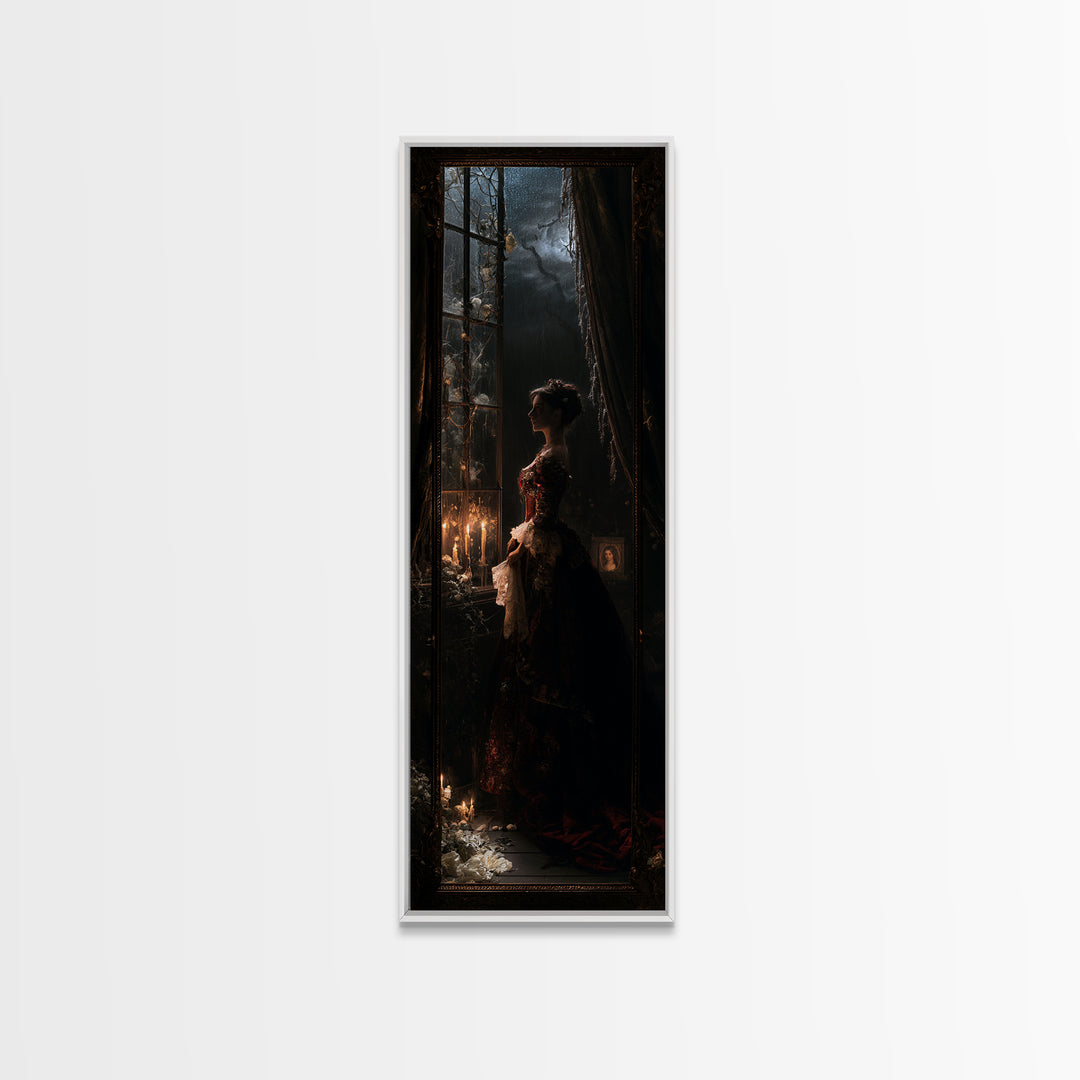 The Cemetery Greenhouse, Antique Gothic Portrait, Tall Narrow Wall Art, Canvas Print, Gothic Wall Decor, Halloween Portrait Art