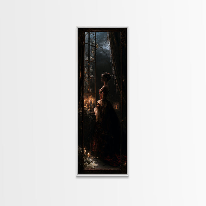 The Cemetery Greenhouse, Antique Gothic Portrait, Tall Narrow Wall Art, Canvas Print, Gothic Wall Decor, Halloween Portrait Art