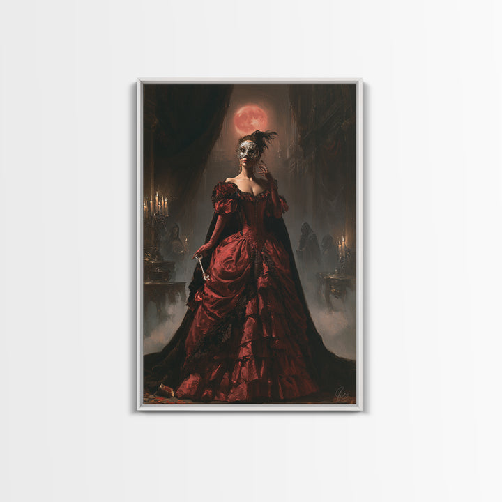 The Midnight Masquerade, Antique Gothic Portrait, Vertical Wall Art, Canvas Print, Gothic Wall Decor, Halloween Portrait Art