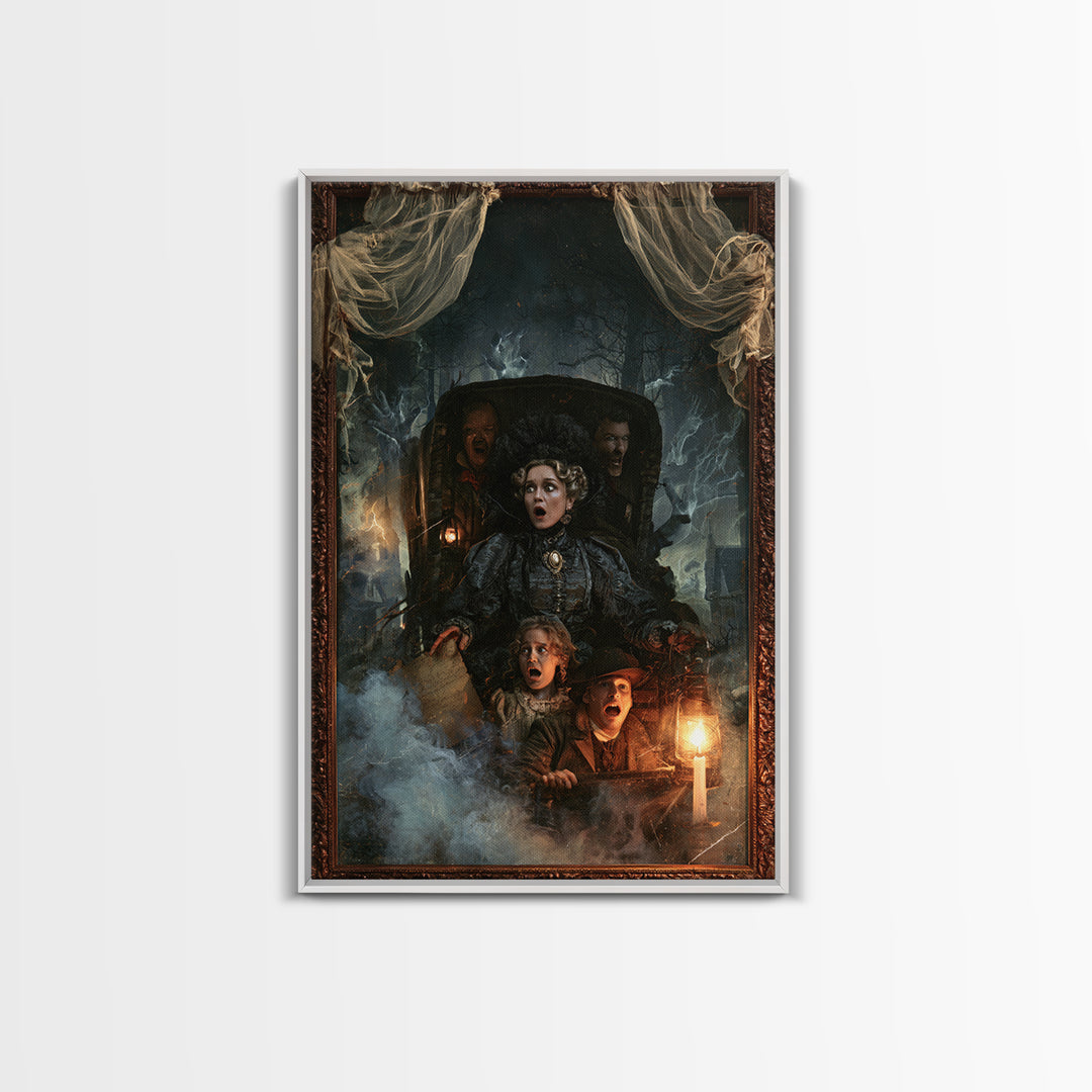 The Haunted Hayride, Dark Academia Wall Art, Vertical Wall Art, Framed Canvas Print, Gothic Wall Decor, Halloween Portrait Art