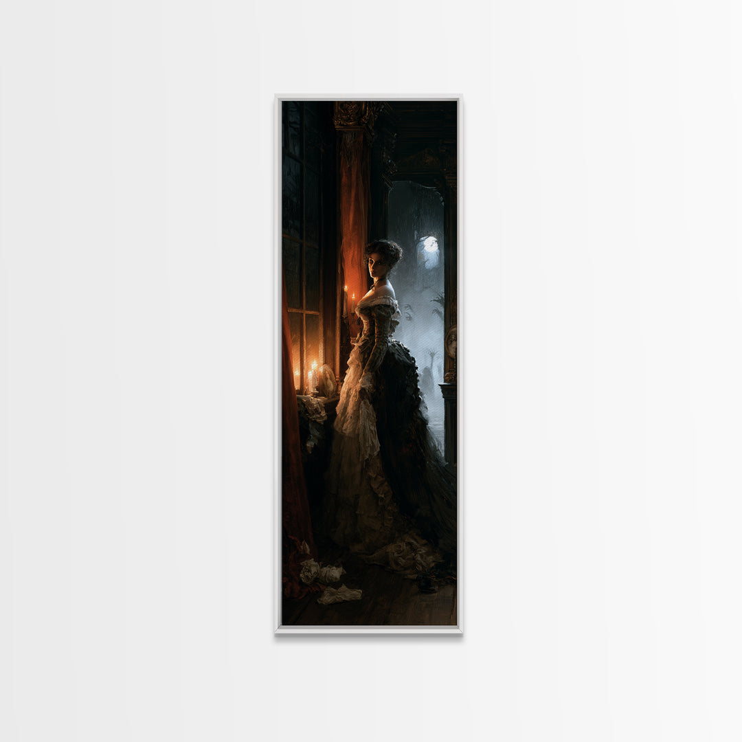The Haunted Hayride, Macabre Victorian Decor, Tall Narrow Wall Art, Canvas Print, Gothic Wall Decor, Halloween Portrait Art