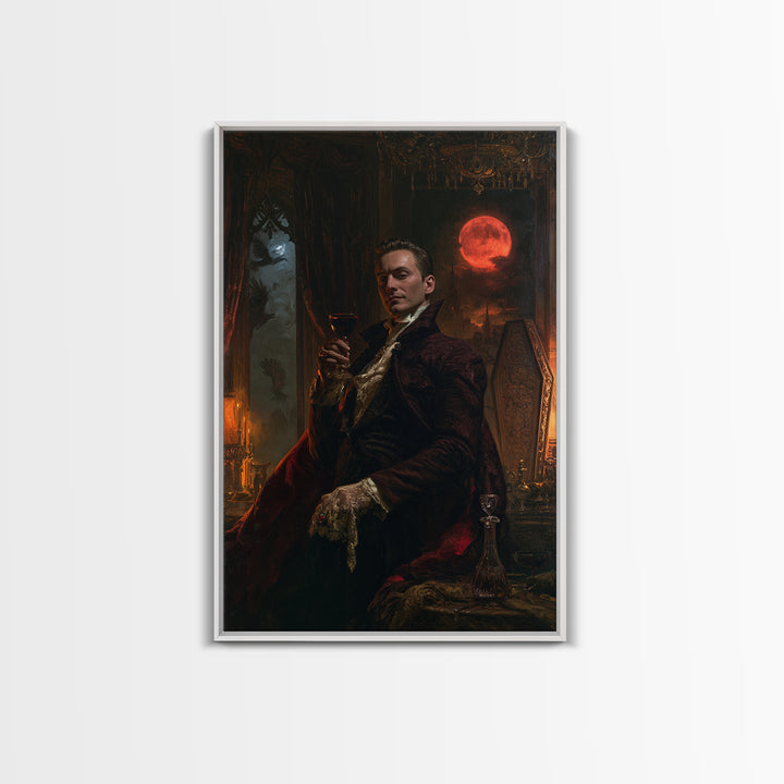 The Vampire Banquet, Antique Gothic Portrait, Vertical Wall Art, Canvas Print, Gothic Wall Decor, Halloween Portrait Art, Gothic Home Decor