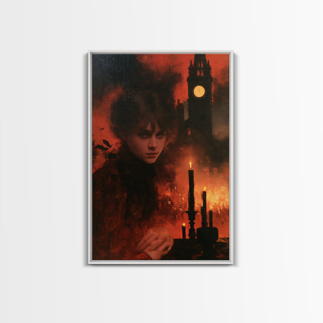 The Thirteenth Bell, Victorian Horror Portrait, Vertical Wall Art, Canvas Print, Gothic Wall Decor, Halloween Portrait Art, Macabre Wall Art