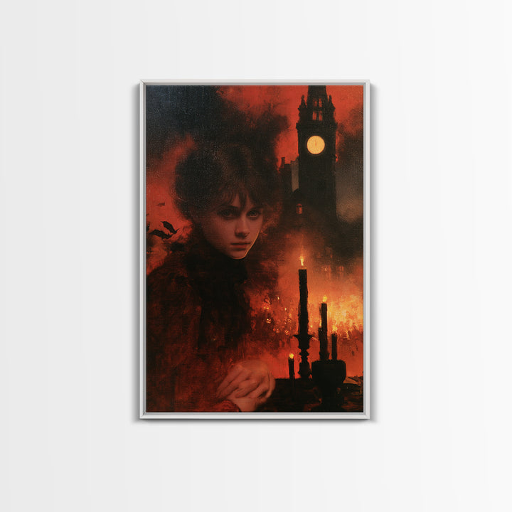 The Thirteenth Bell, Victorian Horror Portrait, Vertical Wall Art, Canvas Print, Gothic Wall Decor, Halloween Portrait Art, Macabre Wall Art