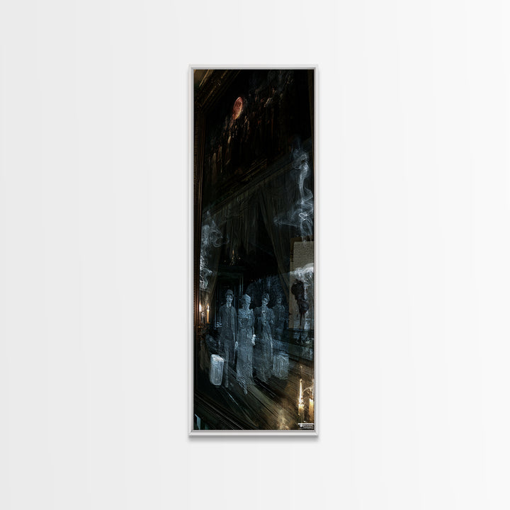 The Ghost Train Arrival, Victorian Gothic Art, Tall Narrow Wall Art, Framed Canvas Print, Gothic Wall Decor, Halloween Portrait Art