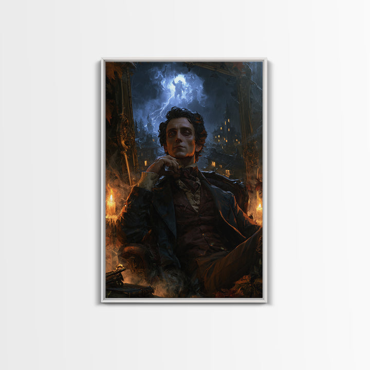 The Halloween Storm, Victorian Gothic Art, Vertical Wall Art, Canvas Print, Gothic Wall Decor, Halloween Portrait Art, Gothic Home Decor