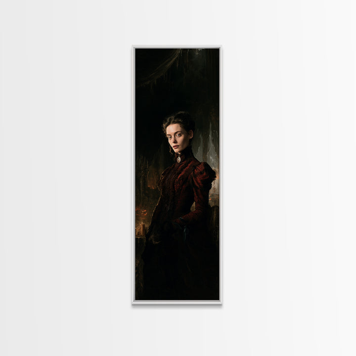 The Halloween Storm, Dark Academia Wall Art, Tall Narrow Wall Art, Framed Canvas Print, Gothic Wall Decor, Halloween Portrait Art