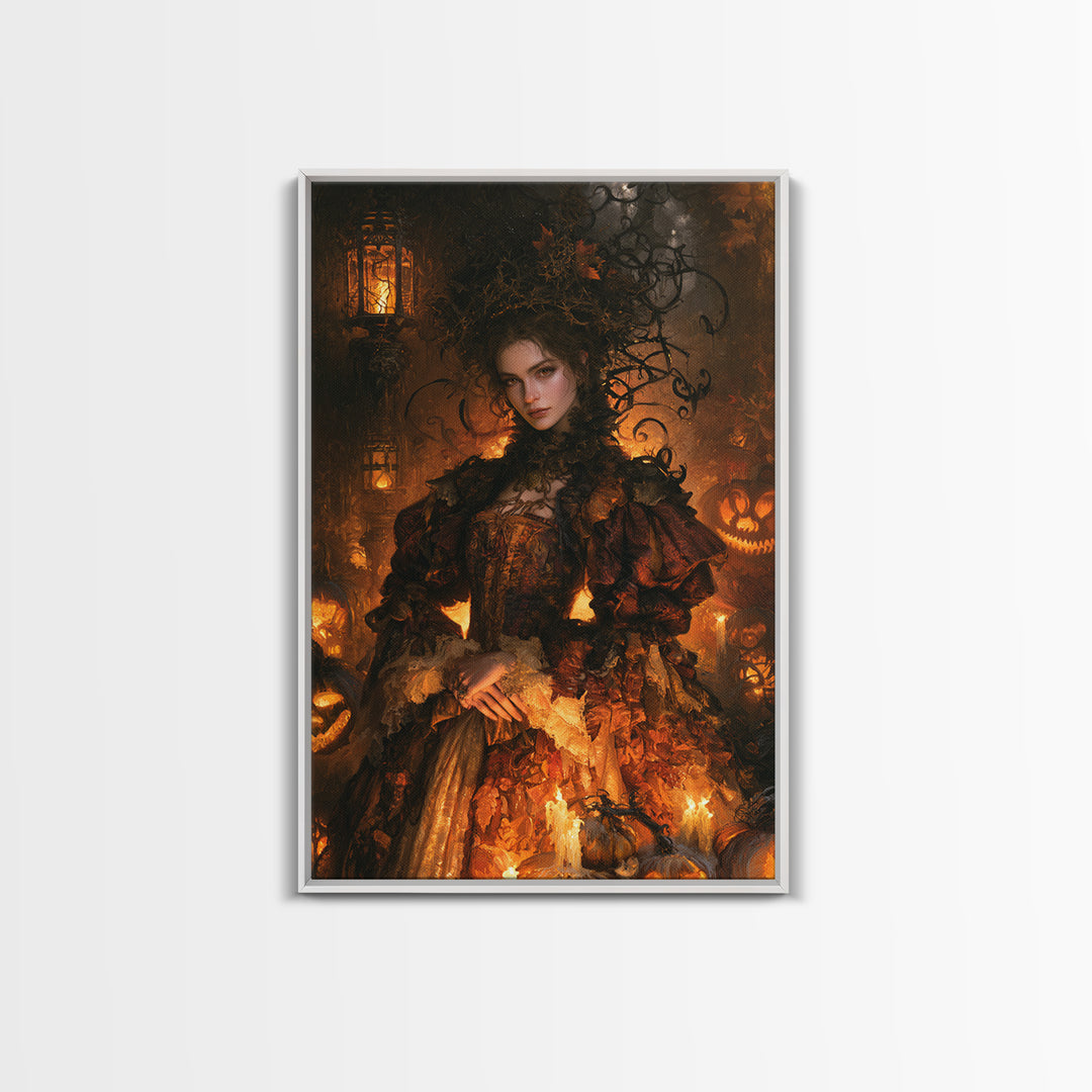 The First Frost Awakening, Victorian Gothic Art, Vertical Wall Art, Framed Canvas Print, Gothic Wall Decor, Halloween Portrait Art