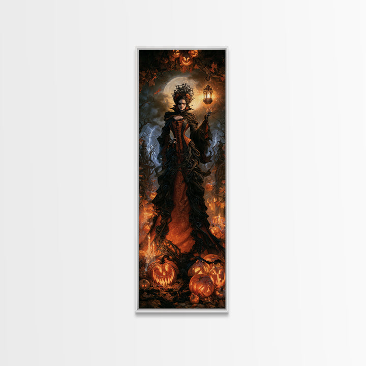 The First Frost Awakening, Victorian Gothic Art, Tall Narrow Wall Art, Framed Canvas Print, Gothic Wall Decor, Halloween Portrait Art