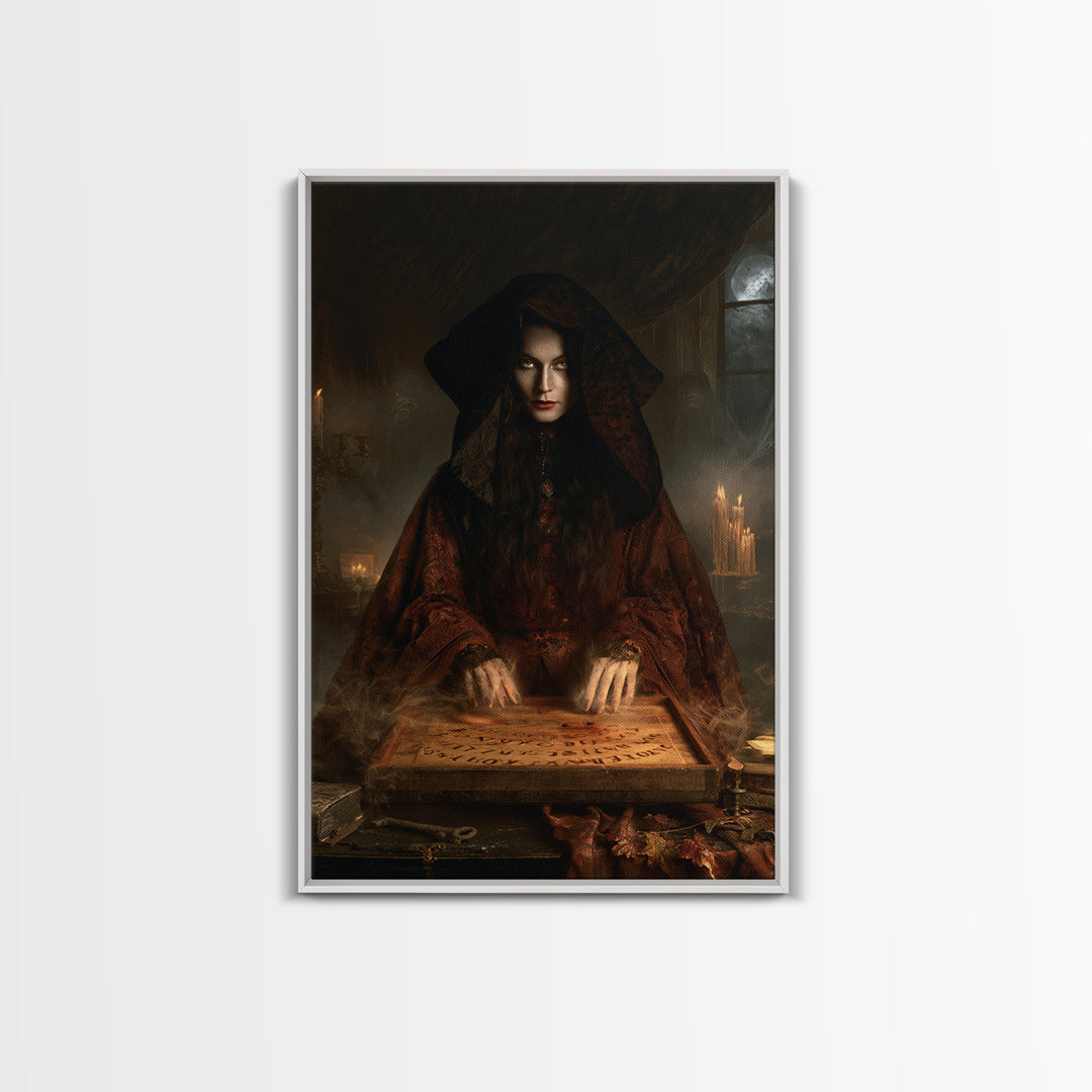 The Antique Spirit Board, Victorian Gothic Art, Vertical Wall Art, Canvas Print, Gothic Wall Decor, Halloween Portrait Art, Horror Wall Art