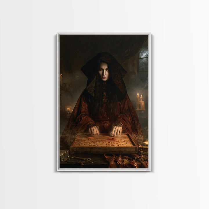 The Antique Spirit Board, Victorian Gothic Art, Vertical Wall Art, Canvas Print, Gothic Wall Decor, Halloween Portrait Art, Horror Wall Art