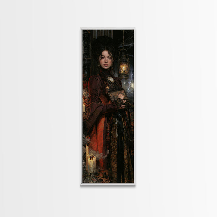 The Antique Spirit Board, Victorian Gothic Art, Tall Narrow Wall Art, Canvas Print, Gothic Wall Decor, Halloween Portrait Art
