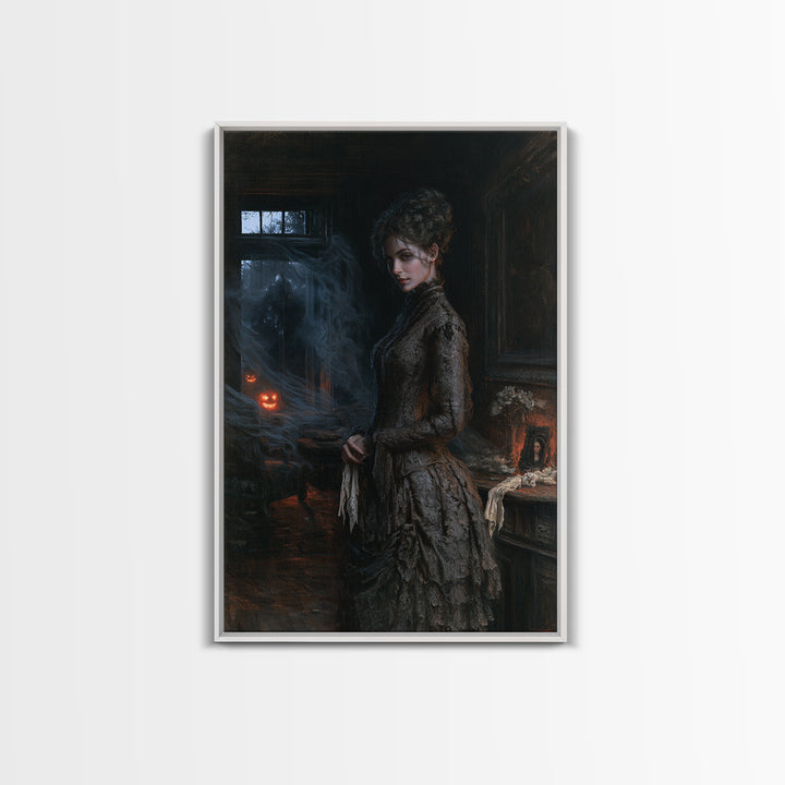 The Haunted Portrait, Antique Gothic Portrait, Vertical Wall Art, Canvas Print, Gothic Wall Decor, Halloween Portrait Art