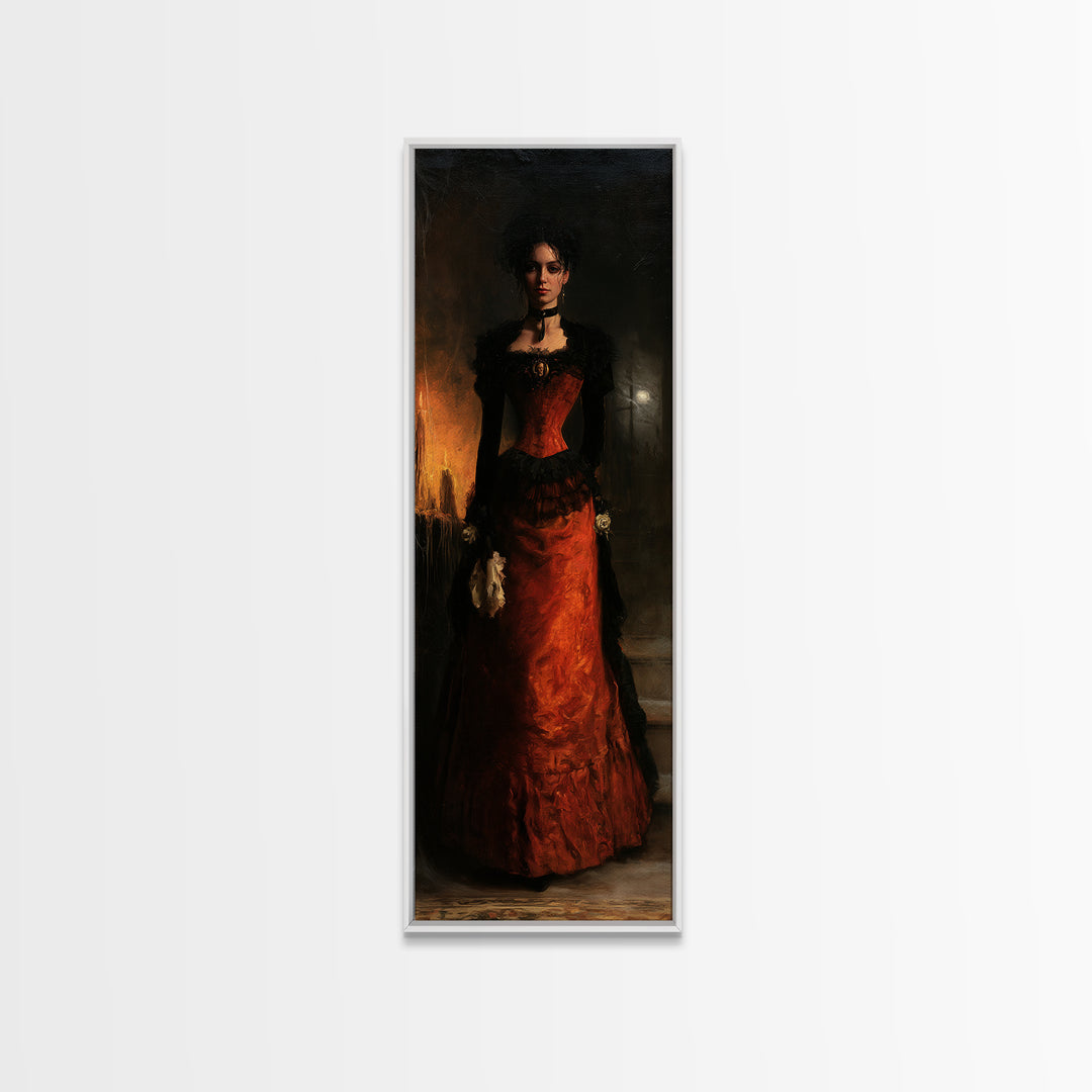 The Haunted Portrait, Victorian Gothic Art, Tall Narrow Wall Art, Canvas Print, Gothic Wall Decor, Halloween Portrait Art