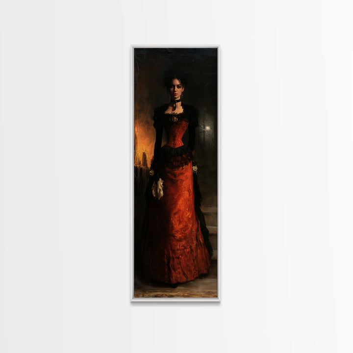The Haunted Portrait, Victorian Gothic Art, Tall Narrow Wall Art, Canvas Print, Gothic Wall Decor, Halloween Portrait Art