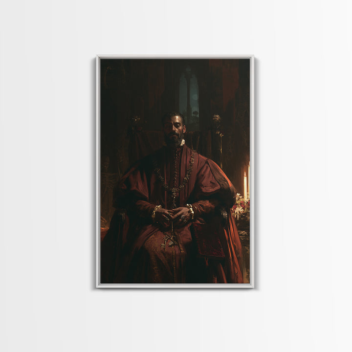 Medieval Danse Macabre, Macabre Victorian Decor, Vertical Wall Art, Framed Canvas Print, Gothic Wall Decor, Halloween Portrait Art
