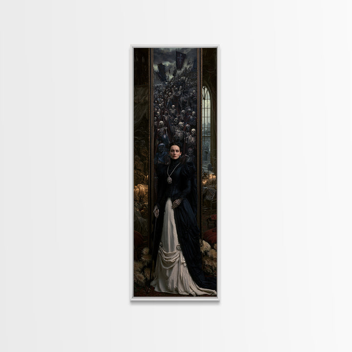 Medieval Danse Macabre, Macabre Victorian Decor, Tall Narrow Wall Art, Canvas Print, Gothic Wall Decor, Halloween Portrait Art