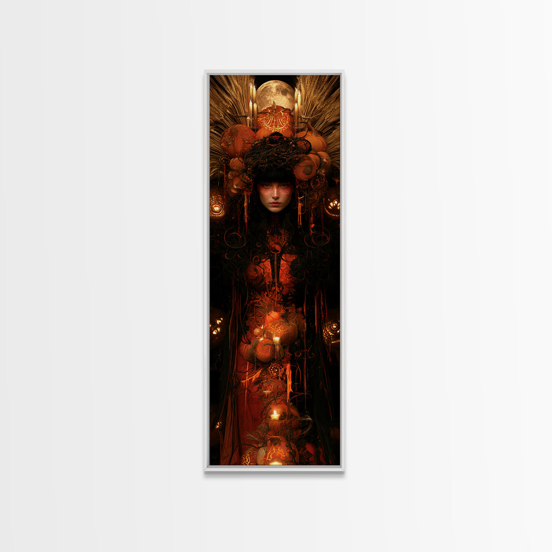 Occult Harvest Festival, Victorian Horror Portrait, Tall Narrow Wall Art, Canvas Print, Gothic Wall Decor, Halloween Portrait Art