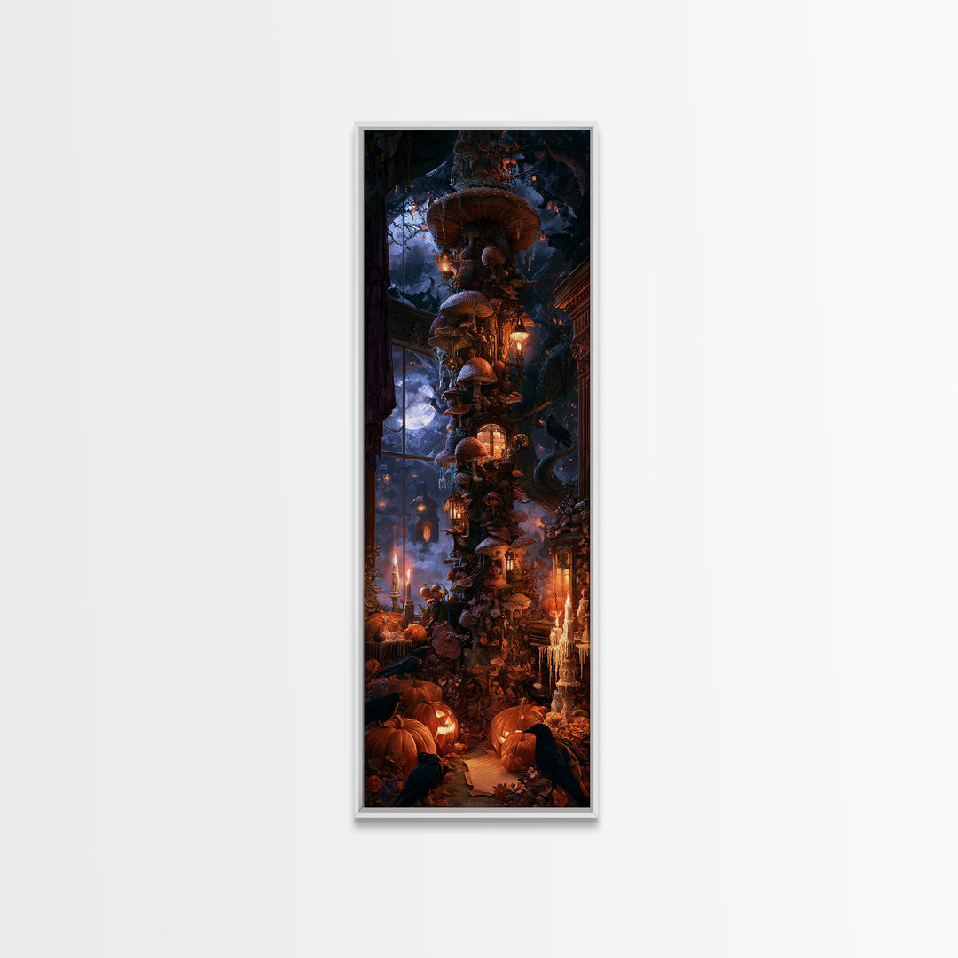 Enchanted Woodland Halloween, Victorian Gothic Art, Tall Narrow Wall Art, Canvas Print, Gothic Wall Decor, Halloween Portrait Art