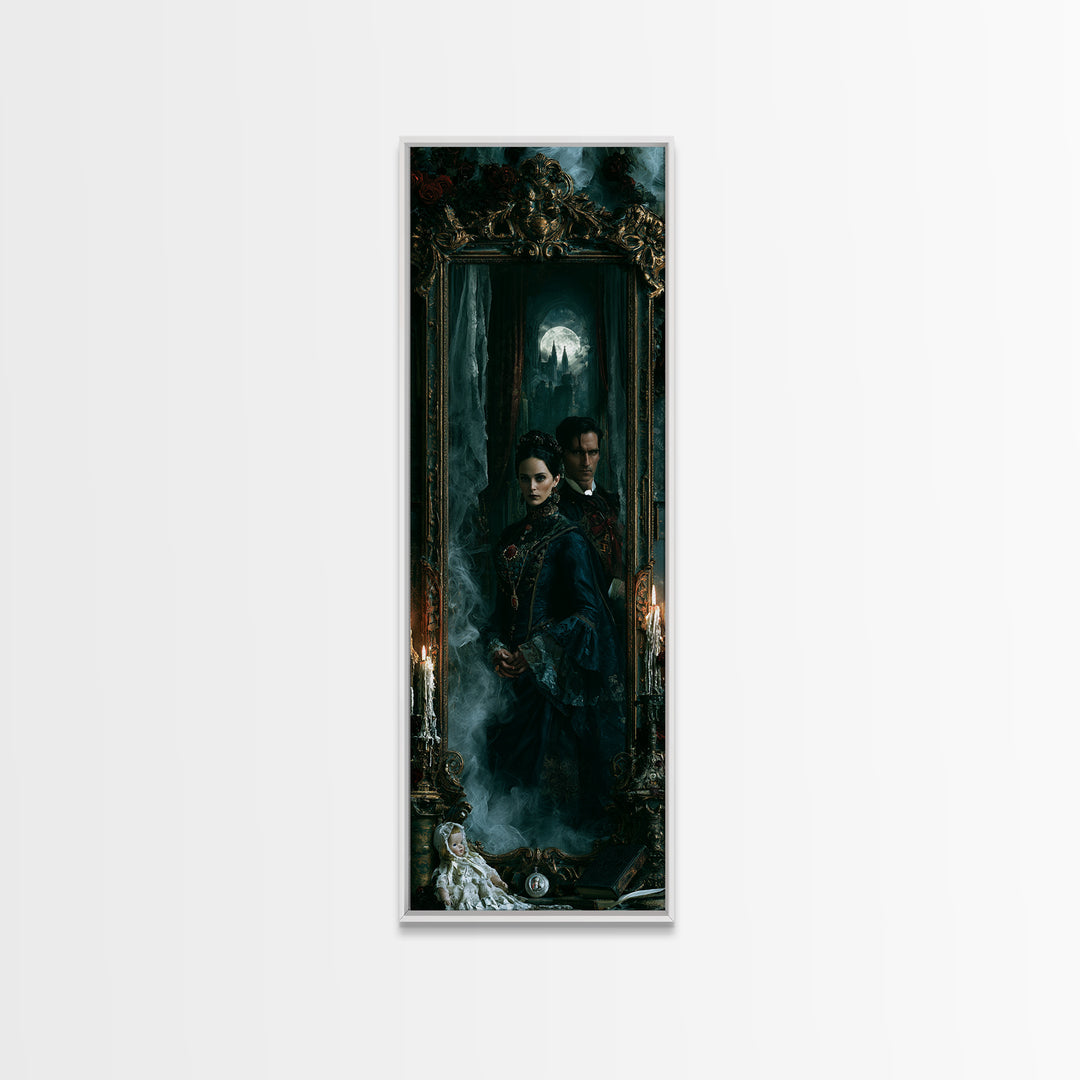 Gothic Romance, Victorian Gothic Art, Tall Narrow Wall Art, Canvas Print, Gothic Wall Decor, Halloween Portrait Art, Gothic Home Decor