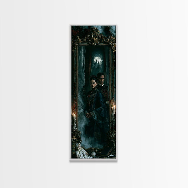 Gothic Romance, Victorian Gothic Art, Tall Narrow Wall Art, Canvas Print, Gothic Wall Decor, Halloween Portrait Art, Gothic Home Decor
