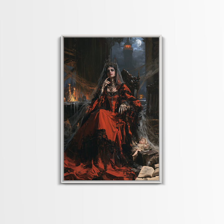 Haunted Seaside Halloween, Macabre Victorian Decor, Vertical Wall Art, Framed Canvas Print, Gothic Wall Decor, Halloween Portrait Art