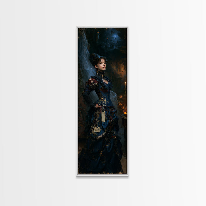 Haunted Seaside Halloween, Macabre Victorian Decor, Tall Narrow Wall Art, Framed Canvas Print, Gothic Wall Decor, Halloween Portrait Art