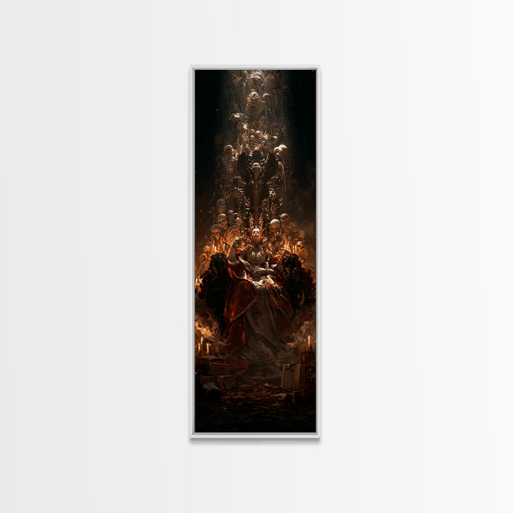 The Necromancer Queen, Macabre Victorian Decor, Tall Narrow Wall Art, Framed Canvas Print, Gothic Wall Decor, Halloween Portrait Art