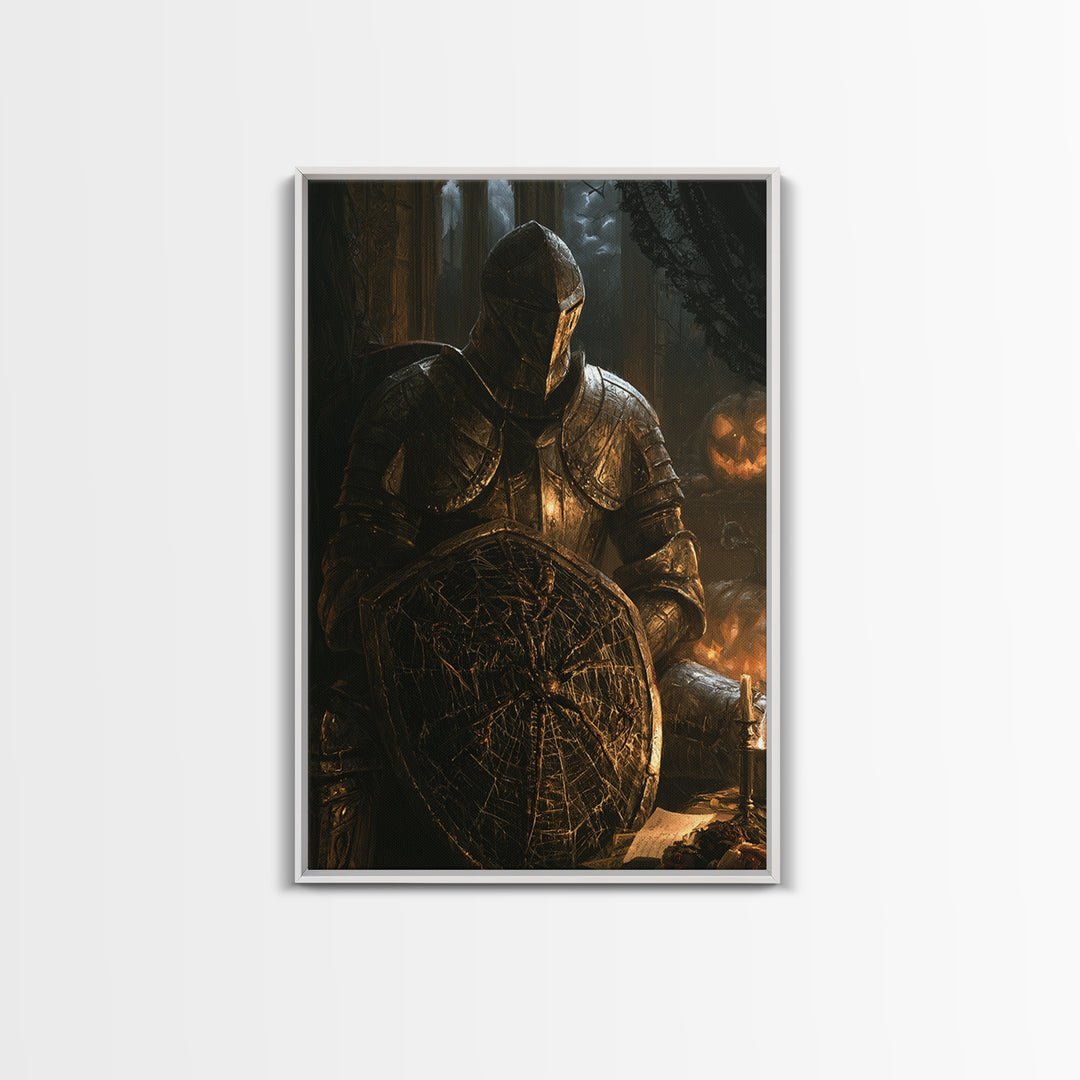 The Spider Knight, Victorian Gothic Art, Vertical Wall Art, Framed Canvas Print, Gothic Wall Decor, Halloween Portrait Art
