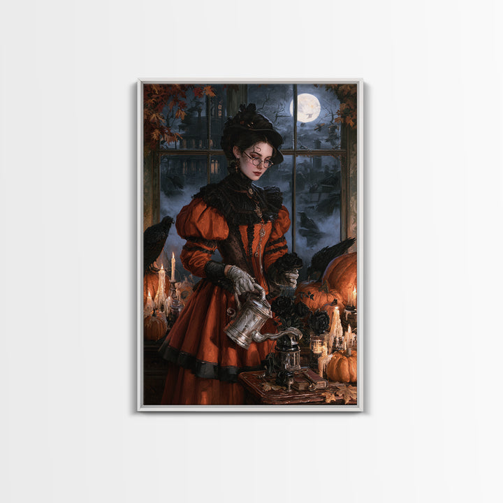 The Graveyard Gardener, Victorian Gothic Art, Vertical Wall Art, Framed Canvas Print, Gothic Wall Decor, Halloween Portrait Art
