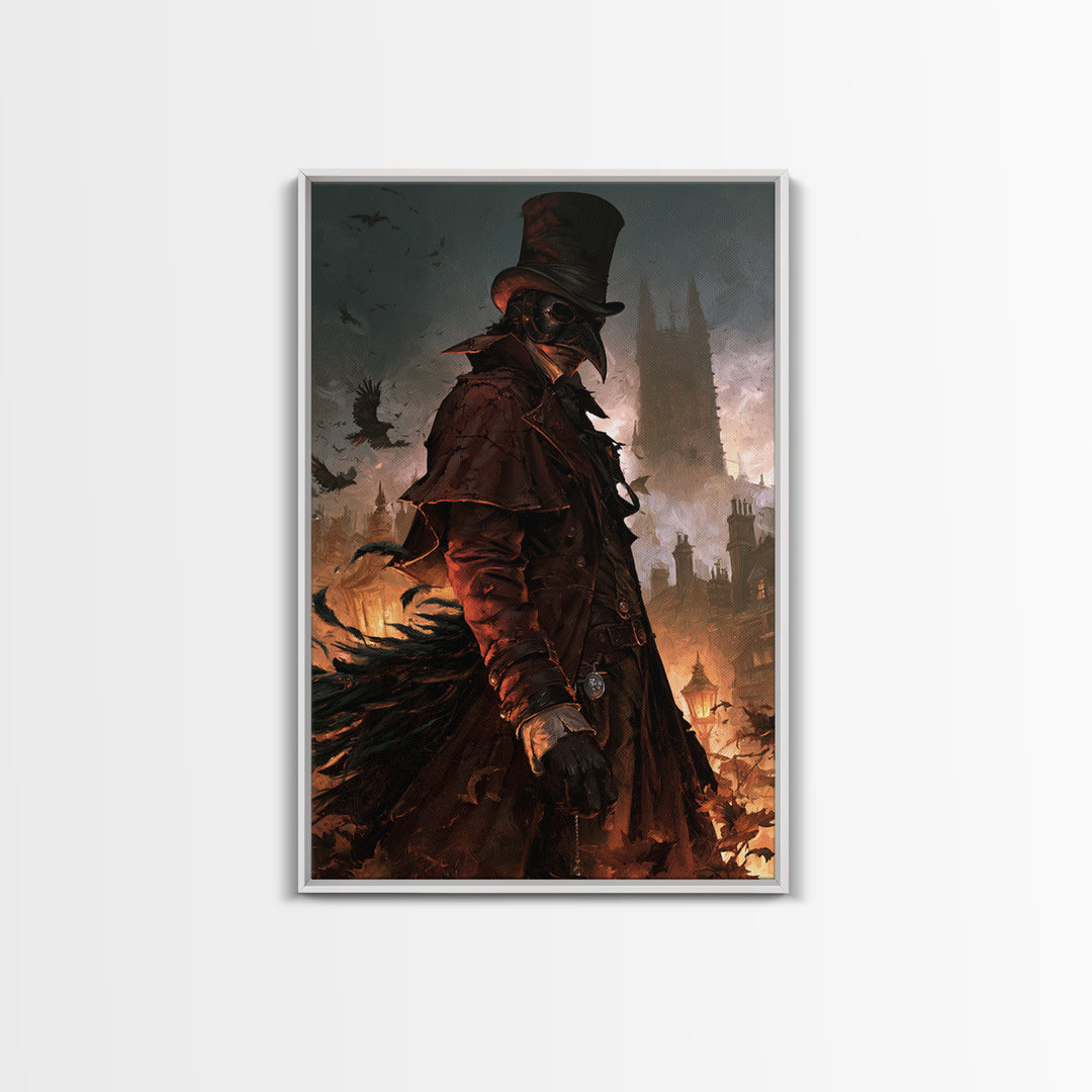The Crow-Masked Assassin, Antique Gothic Portrait, Vertical Wall Art, Canvas Print, Gothic Wall Decor, Halloween Portrait Art