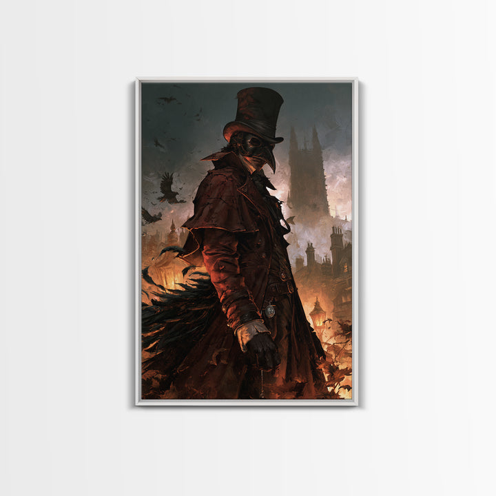The Crow-Masked Assassin, Antique Gothic Portrait, Vertical Wall Art, Canvas Print, Gothic Wall Decor, Halloween Portrait Art