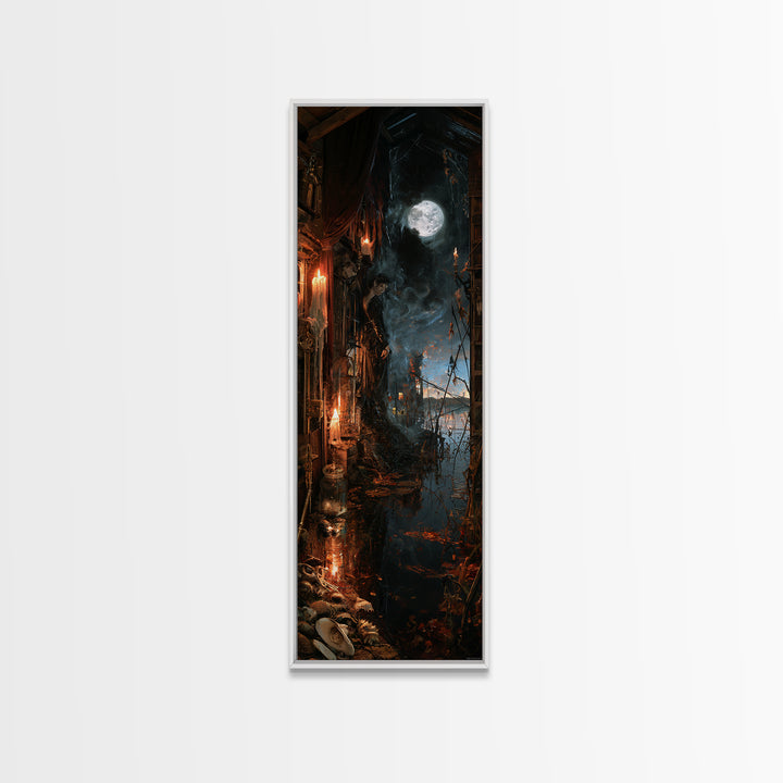 The Dream Eater, Dark Academia Wall Art, Tall Narrow Wall Art, Framed Canvas Print, Gothic Wall Decor, Halloween Portrait Art