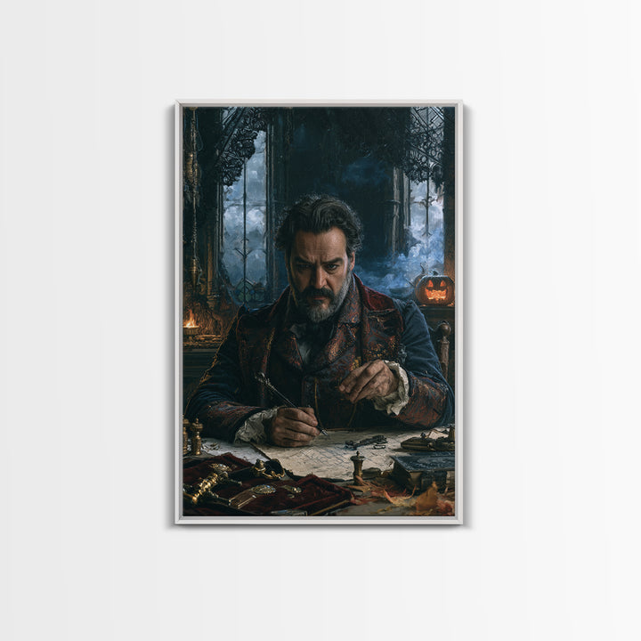 The Royal Coffin Maker, Victorian Horror Portrait, Vertical Wall Art, Framed Canvas Print, Gothic Wall Decor, Halloween Portrait Art